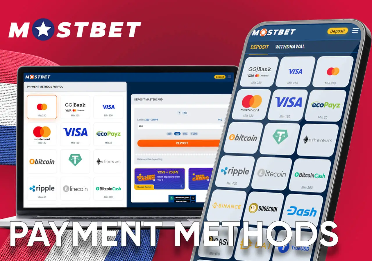 Many payment methods on Mostbet